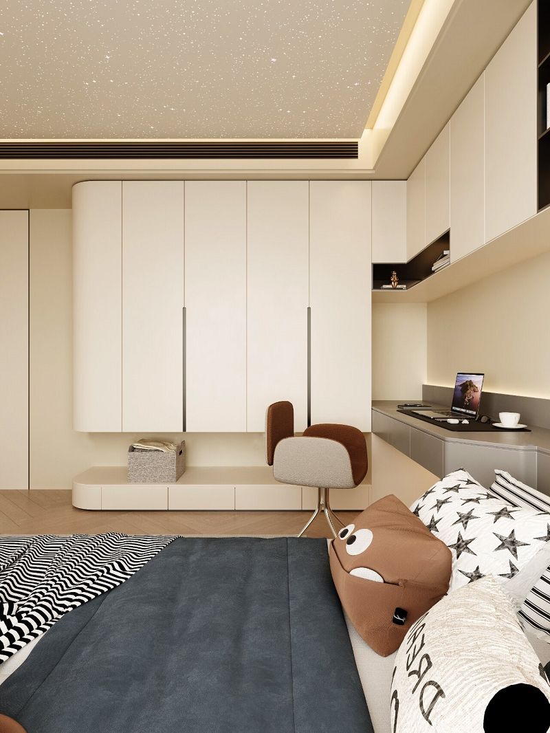 Cream white floating wardrobe001 Cream white floating wardrobe001